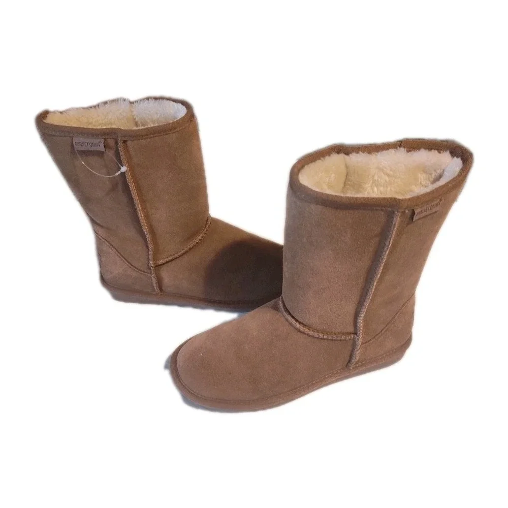 Minnetonka Olympia Short Sheepskin Leather Boots | Women's 6m